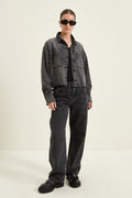 Camisa Crop Denim Black