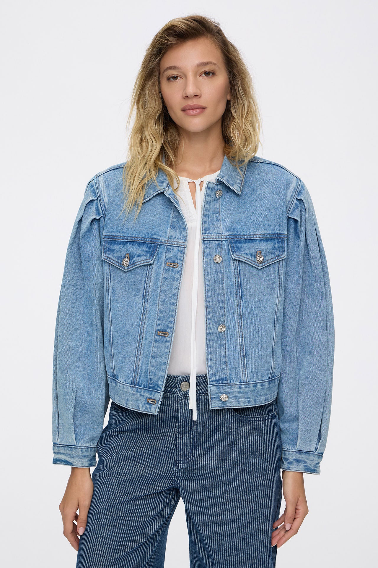 Campera Pleats Denim Blue