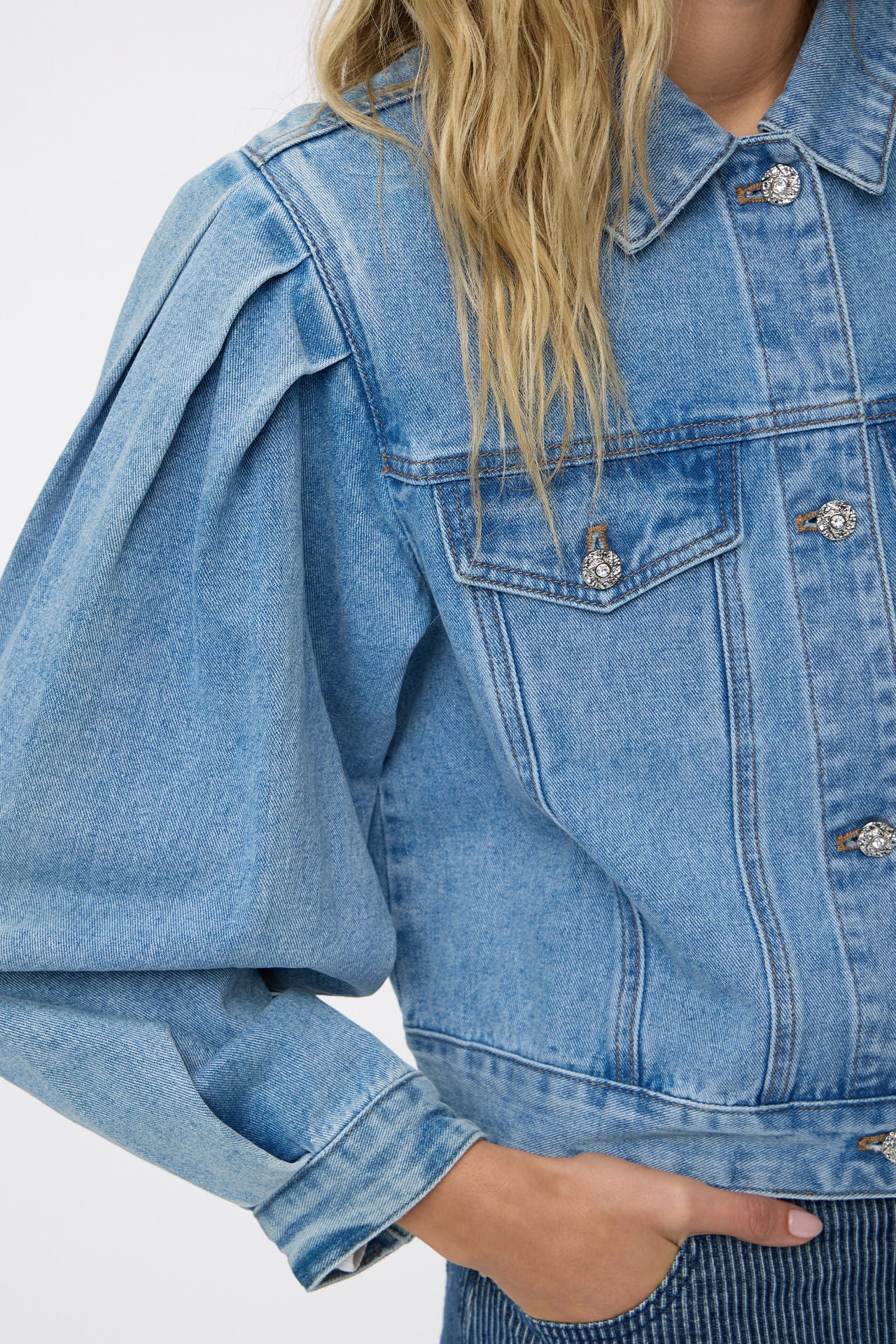 Campera Pleats Denim Blue