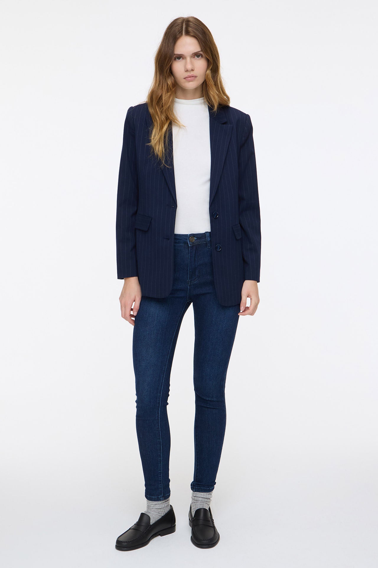 Skinny Mid Rise Raw Blue
