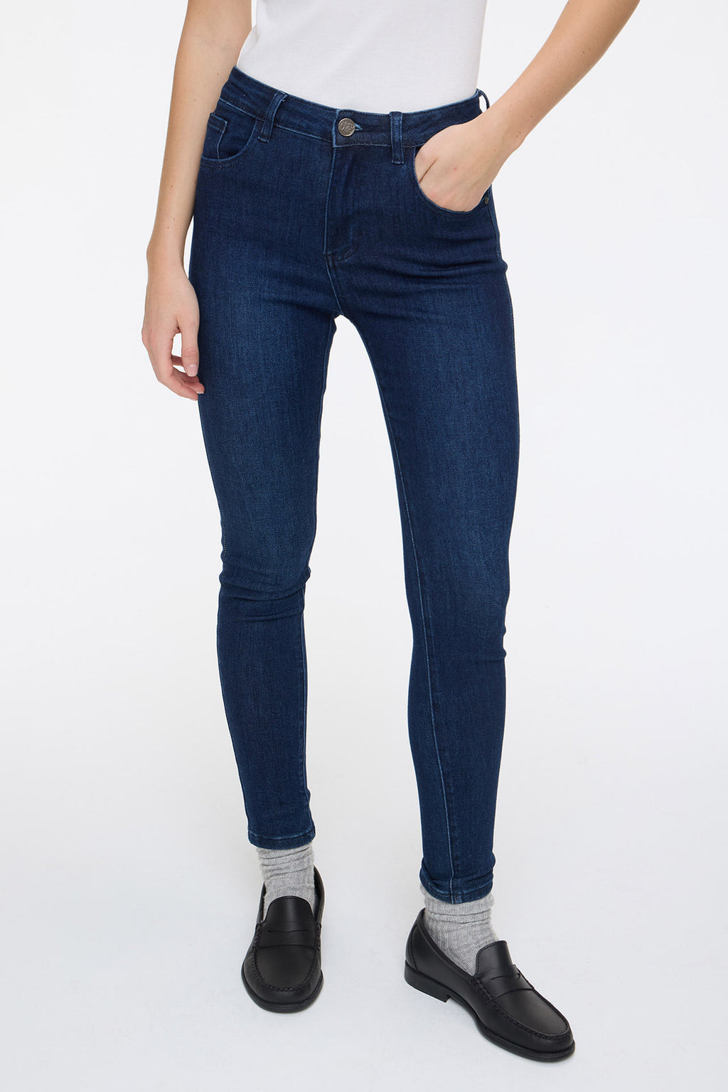 Skinny Mid Rise Raw Blue