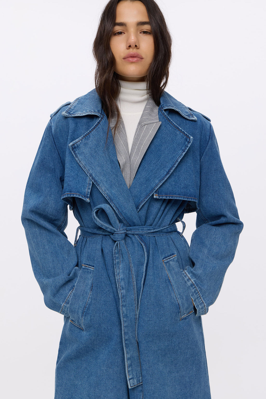 Trench Trendy Denim Blue