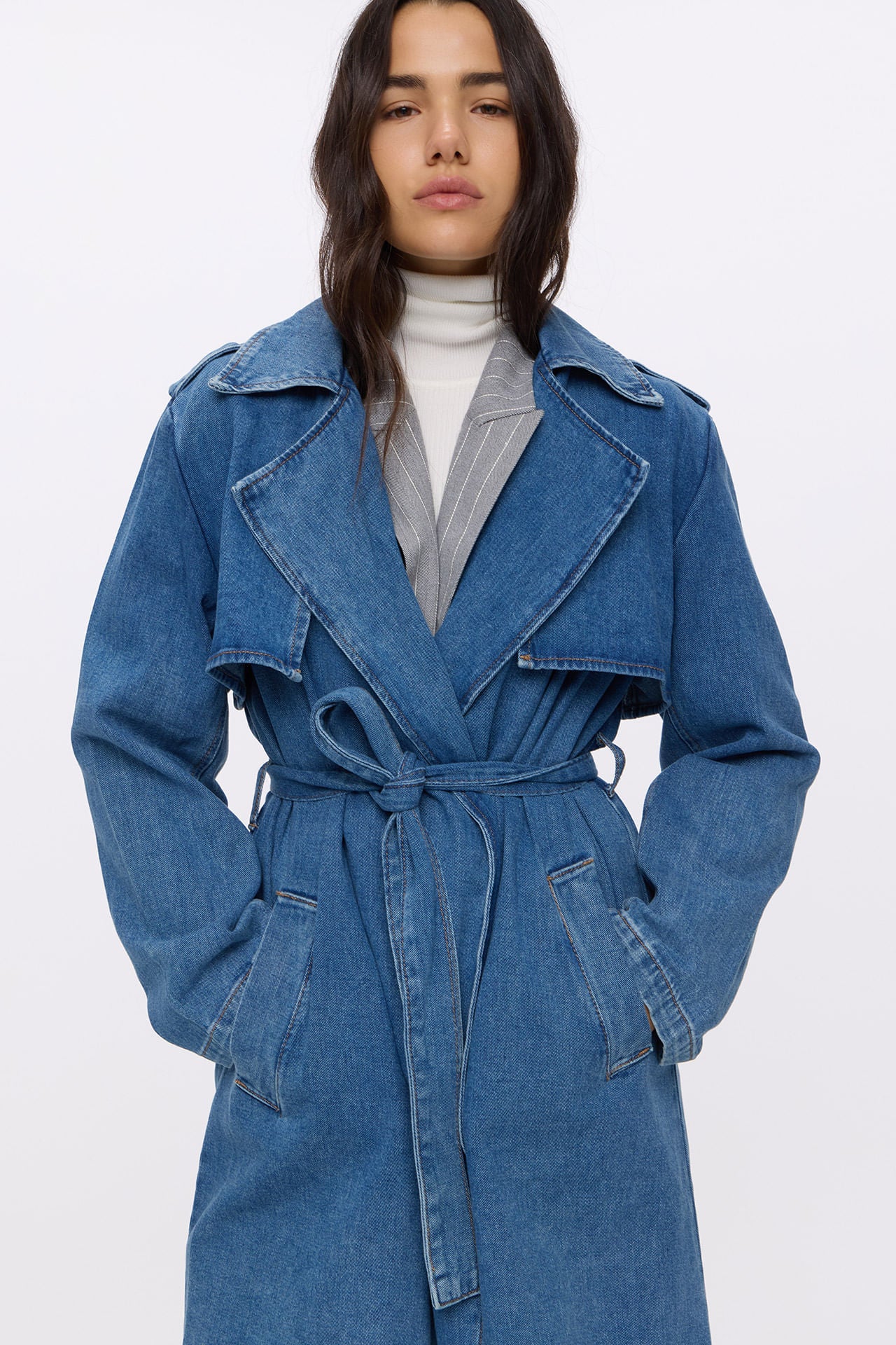 Trench Trendy Denim Blue