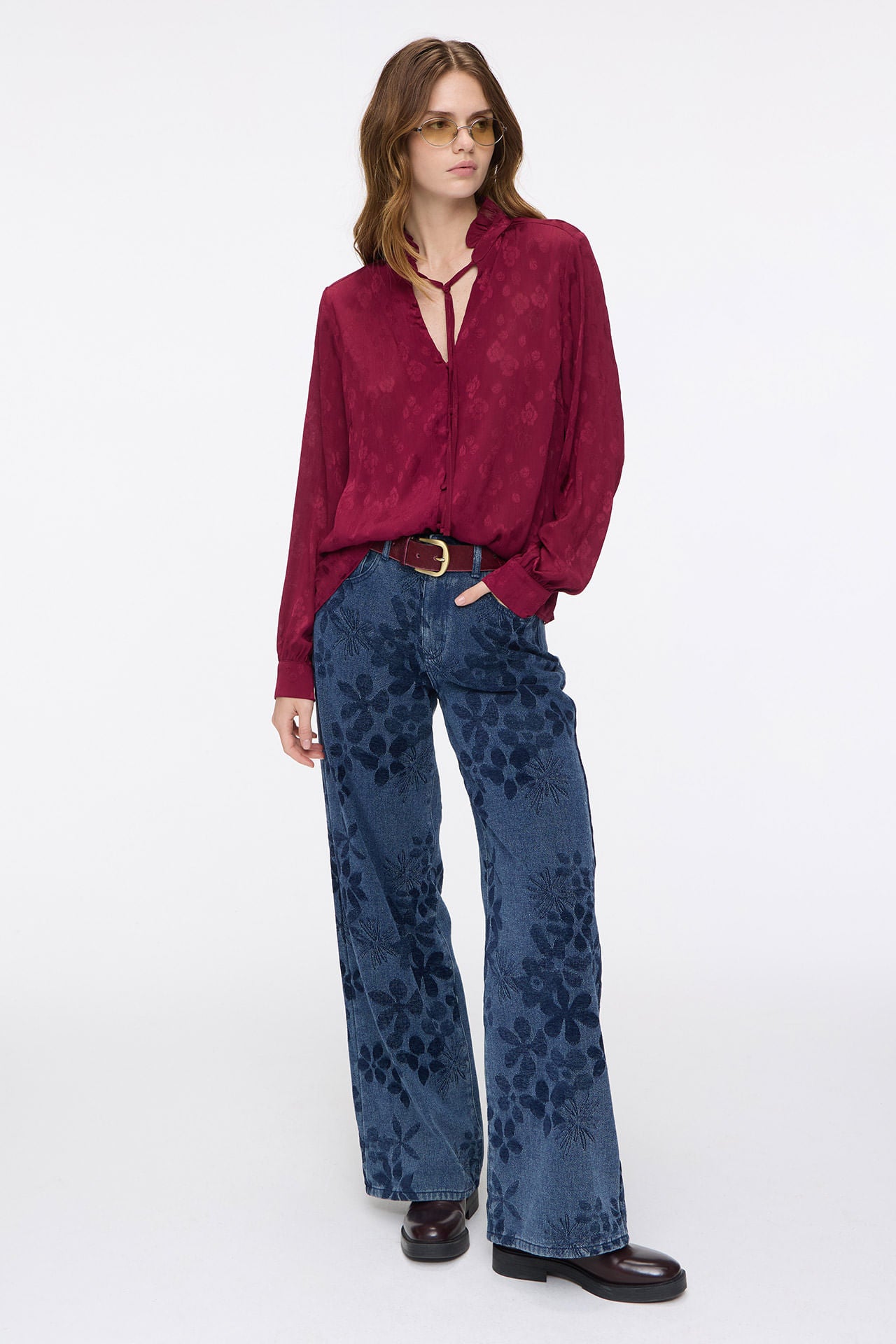 Wide Jacquard Denim Blue
